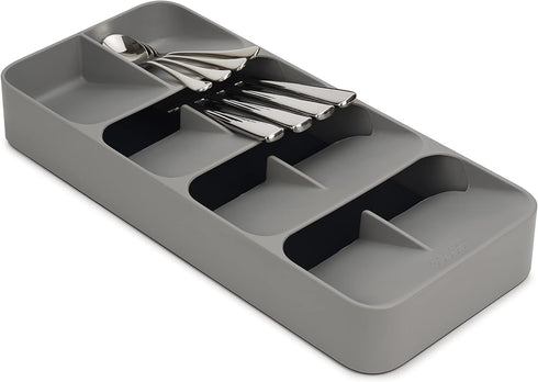 Joseph Joseph DrawerStore Compact Utensil Organizer, Silverware Flatware Tray for Kitchen Drawer, Grey