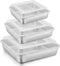 E-far Square Cake Pan Set with Lid, 6/8/9-Inch Stainless Steel Bakeware Set of 3, Easy Clean & Dishwasher Safe