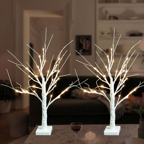 2FT 18 Dimmable, 2 Pack Smart Birch Tree with LED Lights, Bluetooth App Controlled, Modes, Timer, Music Sync, Warm