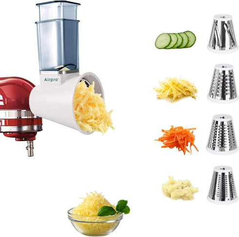 Airpro Slicer Shredder Attachment for KitchenAid Stand Mixer, Vegetable Slicer, Cheese Grater, Dishwasher Safe (Blue)