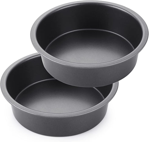 HONGBAKE Round Cake Pan Set for Baking, 8 Inch Nonstick Circle Cake Pans, 2 Pieces Layer Cake Tin, Grey