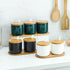 Simple Pure Color Ceramic Spice Jar, Seasoning Box with Bamboo Lid and Spoon, Sugar Bowl