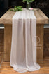 Ling's Moment 10Ft Nude Sheer Chiffon Table Runner with Silver Sparkle for Elegant Wedding, Rustic Boho Party