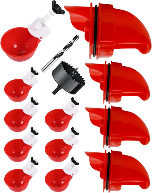 psarnuk Chicken Feeder & Chicken Waterer Cup Set, 8 Water Cups 4 Feeders,