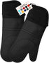 HOMWE Extra Long Professional Silicone Oven Mitt - Heat Resistant Pot Holders, Flexible Oven Gloves, Black, 1 Pair