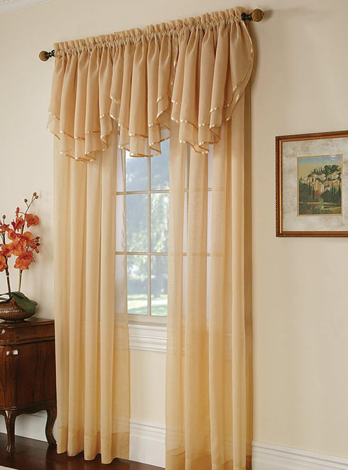 Stylemaster Elegance Sheer Voile Ascot Valance, 60" x 24", Lilac, 60” x 24" | Ascot Valance