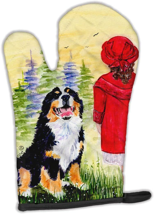 Heat Resistant Thick Oven Mitt for Hot Pans and Oven, Caroline's Treasures SS8531OVMT Little Girl with Bernese Mountain