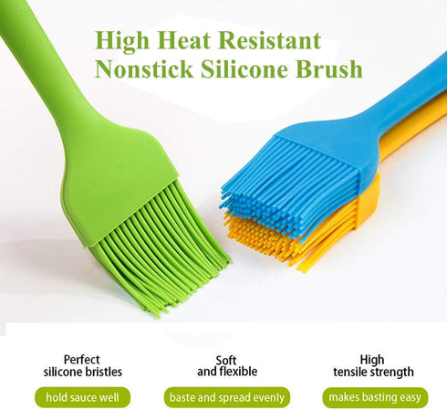 4 Pack Basting Brush + Large Spatula Silicone Pastry Baking BBQ Sauce Marinade Meat Glazing Oil Brush Heat Resistant
