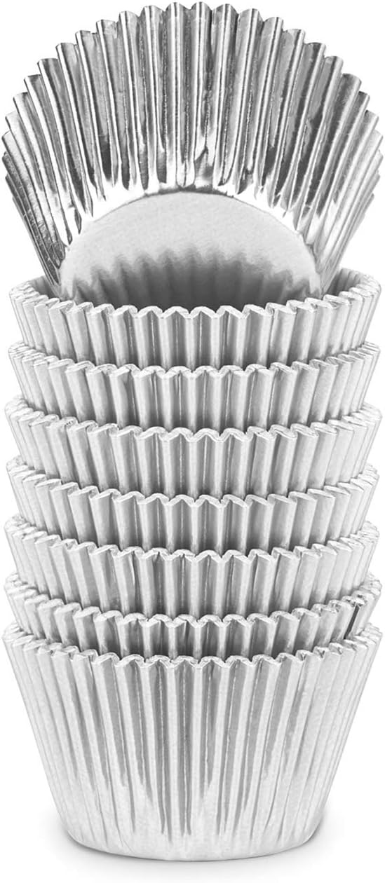 Gifbera Silver Foil Jumbo Cupcake Liners, Metallic Muffin Baking Cups, 160-Count