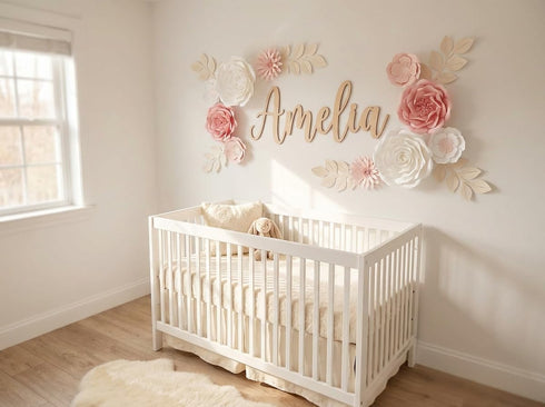 3D Mverse Paper Flowers Decorations for Wall, Pre-Assembled Large Floral Decorations for Baby Girl Nursery Wall