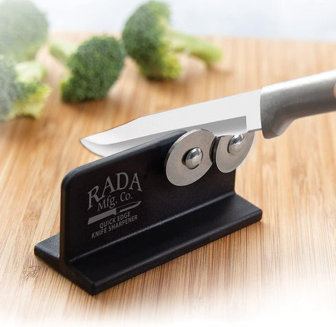 Rada Cutlery Quick Edge Knife Sharpener (R119), Stainless Steel Wheels, Made in USA, Pack of 3
