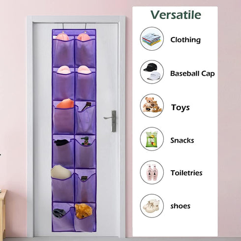 Hanging Storage Organizer Over the Door Shoes Organizer Kids Shoe Rack with 12 Large Fabric Pockets for Closet Shoe Holder Hanger (PURPLE) by ANIZER