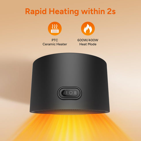 Dr.Prepare Small Space Heater for Indoor Use, 600W Electric Ceramic Heater, Portable Desk Heater for Office Bedroom, Fast Heating, Tip-Over & Overheat Protection, Mini Personal Heater for Home Room by DR.PREPARE