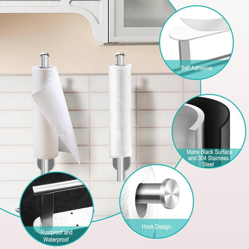 MGahyi Paper Towel Holder Wall Mount, 13.2 inch Stainless Steel Paper Towel Roll Rack (Silver, 2*Rectangle)