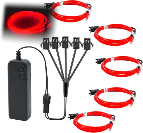 Ourbest EL Wire Lights - Battery Powered Wearable LED Neon String Light, 5in1 DIY Sign Kit, 1M Red