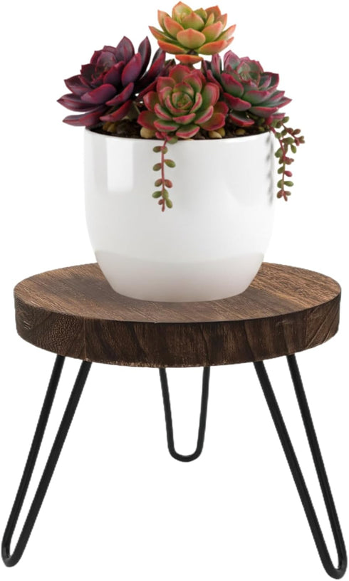 Wood Plant Stand Indoor Outdoor, 8'' Wooden Planter Stands Fit 5-10 Inch