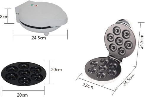 Electric Non Stick Doughnut Maker, Toaster Donut Machine for Home Snacks, Makes 7 Doughnuts