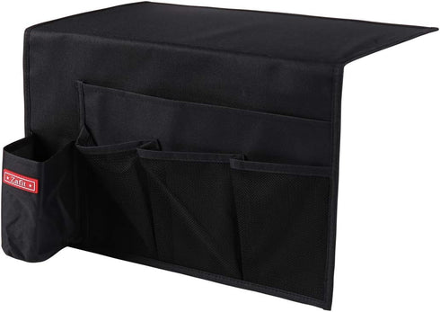 5 Pockets Bedside Caddy, Storage Organizer for Water Bottles, Magazines, Phone, Glasses (Black)