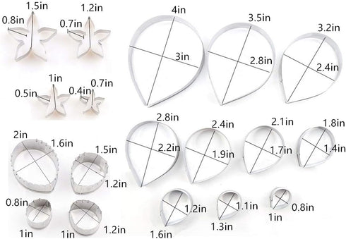 18pcs Gumpaste Flower Mold - Austin Rose Petal Calyx Leaf Cutter Set, Sugarcraft Fondant Modelling Tools for Cake