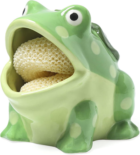 Ceramic Kitchen Scrubby Sponge Holder , Art Frog Collection, Adorable Home & Kitchen Decor