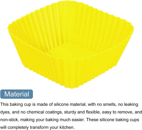 uxcell 18Pcs Silicone Cupcake Baking Cups, Non-Stick Square Baking Cups for Muffins and Cooking Eggs