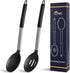 HOTEC Heat Resistant Large Silicone Cooking Spoon, Solid Slotted Spoons for Kitchen