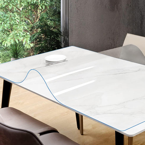 VeeCano 28X28 Inch 2 Sets 1.5mm Clear Plastic Table Protector Pad Wipeable Vinyl Tablecloth Rectangle Dining Coffee