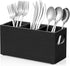 Wooden Utensil Caddy, Silverware Holder for Party, Black Cutlery Organizer for Forks, Spoons, Knives