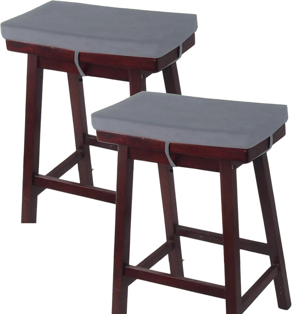 Augld 2 Pack Grey Rectangle Vanity Stool Cushion, Washable Non-Slip Makeup Stool with Ties 11.8"x15.7"
