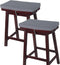 Augld 2 Pack Grey Rectangle Vanity Stool Cushion, Washable Non-Slip Makeup Stool with Ties 11.8"x15.7"
