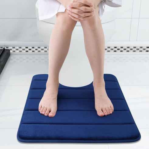Buganda Memory Foam U-Shaped Contour Toilet Rugs, Non-Slip Absorbent Toilet Mat, Thick Soft Washable Bathroom Rugs (24"