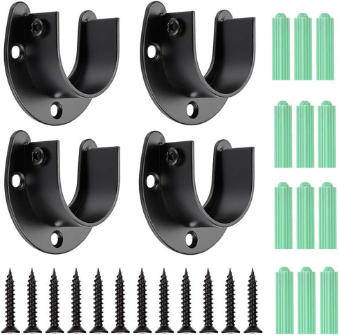 OwnMy 4 Packs Closet Rod End Supports - 1-1/2" Diameter U Shaped Stainless Steel Closet Pole Sockets for Wardrobe,