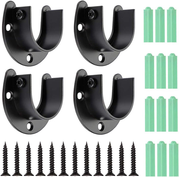 OwnMy 4 Packs Closet Rod End Supports - 1-1/2" Diameter U Shaped Stainless Steel Closet Pole Sockets for Wardrobe,