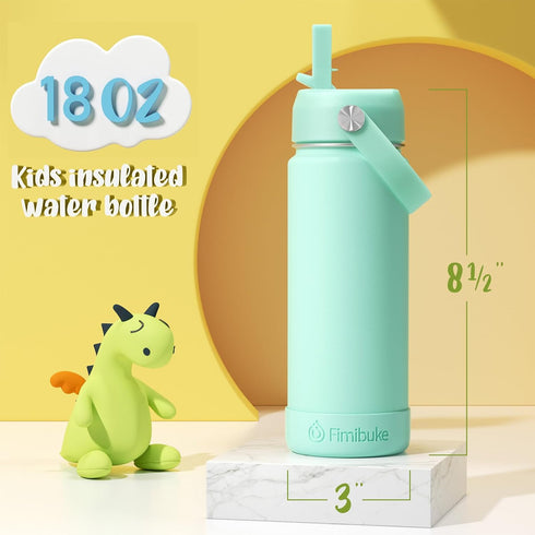 Fimibuke Kids Insulated Water Bottle - 18oz BPA-FREE Cup with Straw, Double Wall Vacuum Tumbler (2 Pack, Underwater