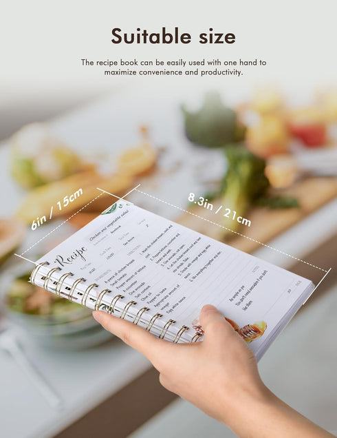 Recipe Book Waterproof Hardcover to Write in Your Recipes, Family Recipe Notebook Holds 120 Recipes