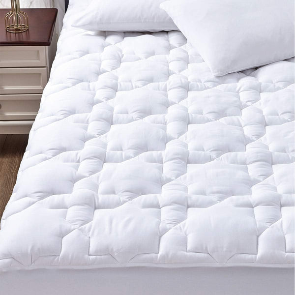 CozyLux Queen Mattress Pad - Cotton Deep Pocket Non Slip Breathable Soft Quilted Fitted Mattress Topper, Up to 18"