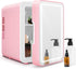 Mini Fridge for Bedroom, 4L Skincare Fridge with Dimmable LED Light, Cooler & Warmer for Makeup, Office, Car, Dorm, Pink