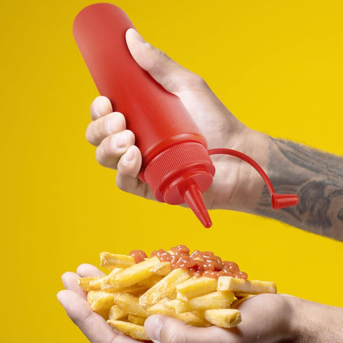 ICSTM 3 Nozzle Caps,250Ml/8.5Oz (250ML/8OZ) Pcs Plastic Squeeze Sauce Bottles with Reusable Squeeze Condiment Bottles