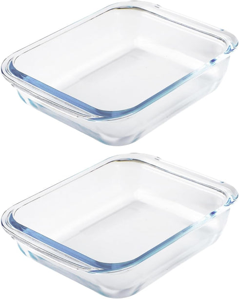 Set of 2 Basics Square Tempered Glass Baking Dishes, 1.6-Qt