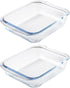 Set of 2 Basics Square Tempered Glass Baking Dishes, 1.6-Qt