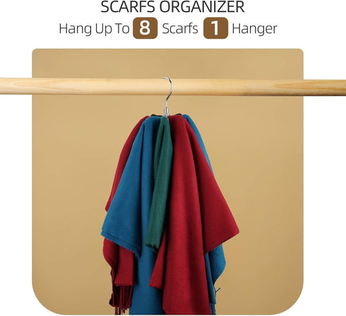 ZEDODIER Belt Hanger, Rotatable Rack with 24 Storage Capacity, Hanging Holder for Belt, Scarf, Silver