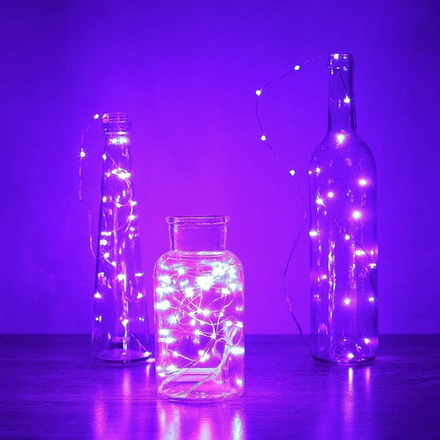 YKB 6 Pack 3.3ft/1m Purple Fairy String Lights Battery Operated Fairy Lights Starry String Lights on Silvery Copper