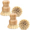 4 Packs Bamboo Palm Scrub Brush, Natural Dish Scrubber for Cast Iron Pots, Kitchen Sink