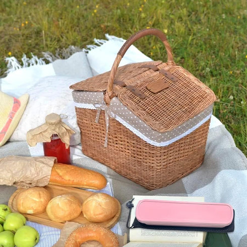 Portable Travel Utensils Set with Case, Pink Reusable Silverware Set, Stainless Steel Knife Forks Spoons for Camping