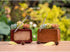 Wooden Pots, Mini Flowerpot, Retro Resin Succulent Planter Bonsai Pot Desk Holder Mini Ornament (Radio Natural)