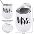 GINGPROUS 2 Pack Mrs and Mrs Wine Tumbler Set, 12 Oz Insulated Stainless Steel Wine Tumblers with Lid, Lesbian Couple