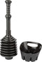 JS Jackson Supplies Black Toilet Plunger with Black Bellows Accordion and Storage Tray