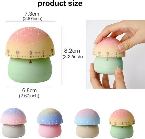 Mechanical Kitchen Timer, Cute Mushroom Timer for Kids, Wind Up 60 Minutes Manual Countdown Timer for Cooking (Beige