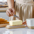 Countertop, HVH Ceramic Butter Dish with Lid for Airtight Butter Keeper with Wooden Lid, Butter Dishes with Covers