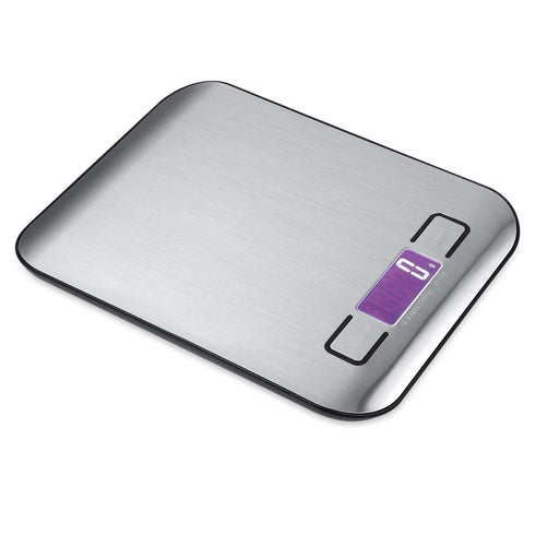 Digital Kitchen Scale, Food Scale for Meat and Baking, Up to 11 lb (1g-5KG), Silver Stainless Steel